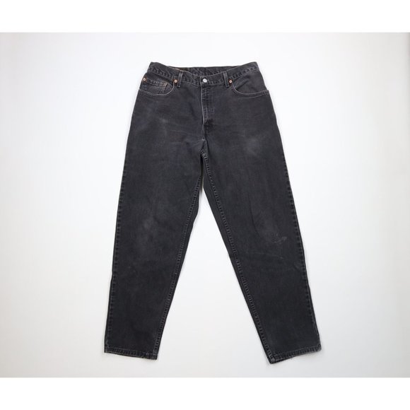 Vintage 90s Levis 560 Mens 34x32 Distressed Loose Fit Straight Leg Jeans Black
